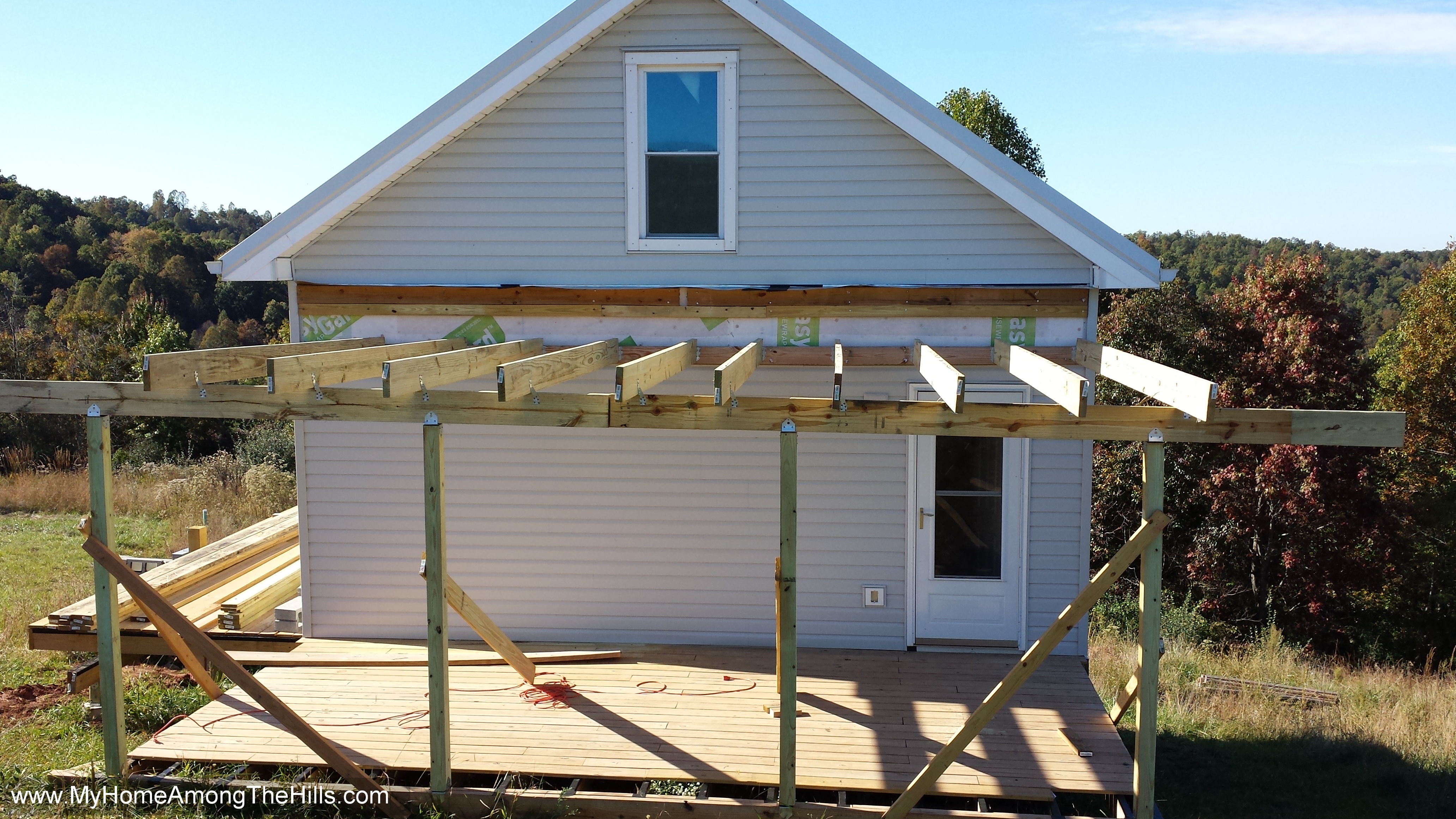 Finally, a porch roof…almost  My Home Among The Hills